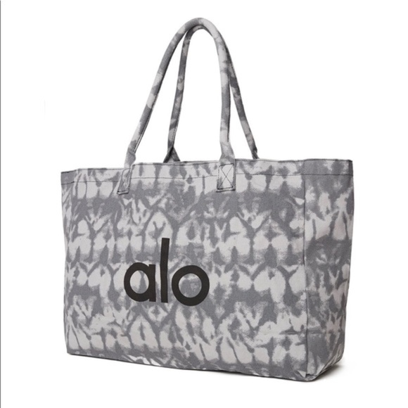 ALO Yoga gray tie dye large shopper tote bag